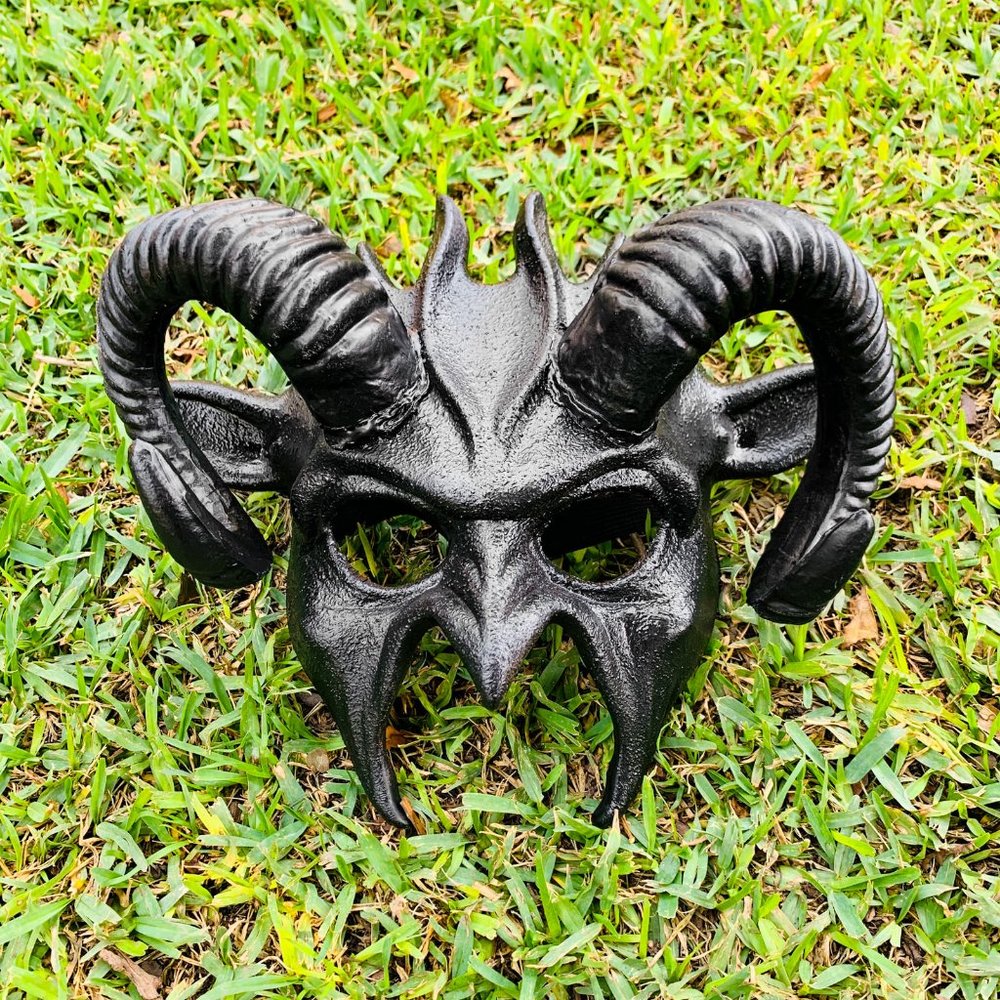 Halloween Black Devil Ram Horns Masquerade Halloween Costume Cosplay Face Mask